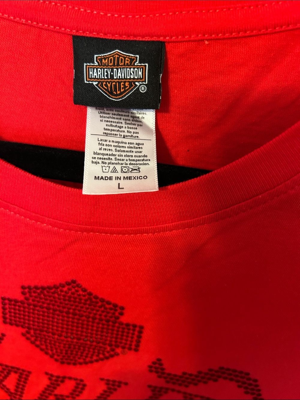 Harley-Davidson Red Girls Rhinestone Logo Tee - Picture 3 of 5